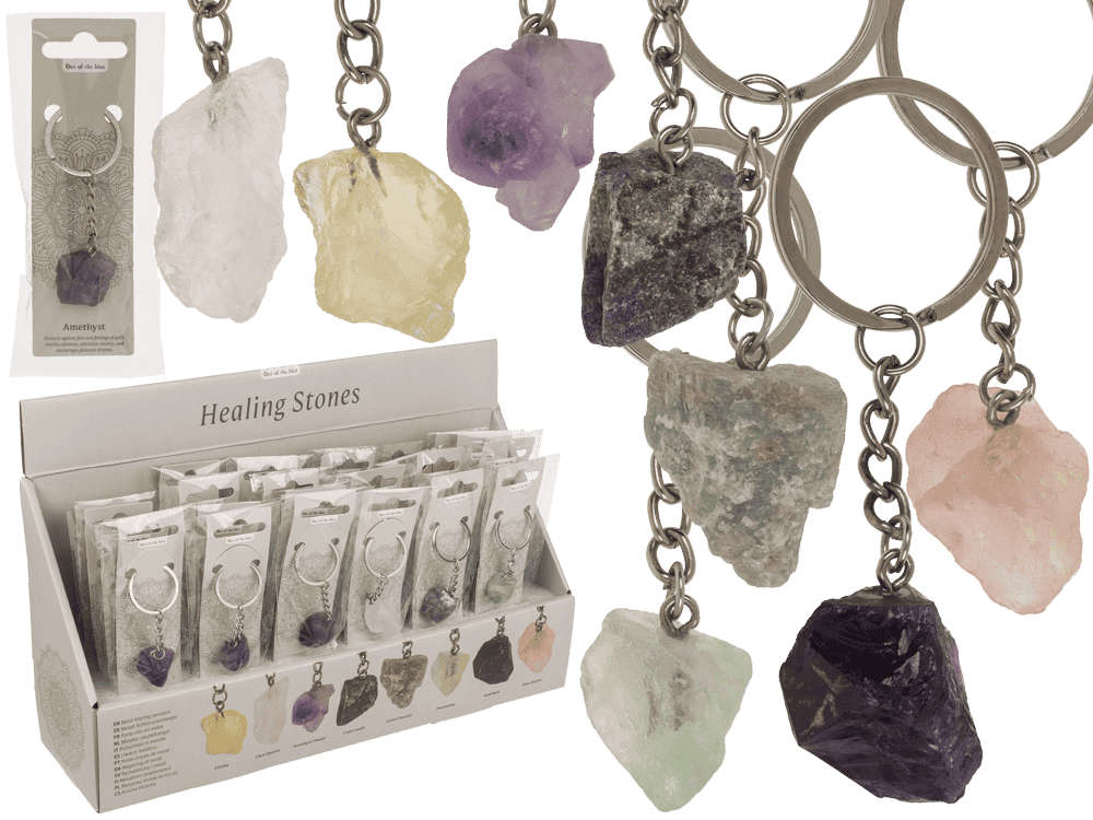 Metal keychain, Chakra Chystals,