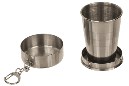 Metal keychain, foldable shot glass,