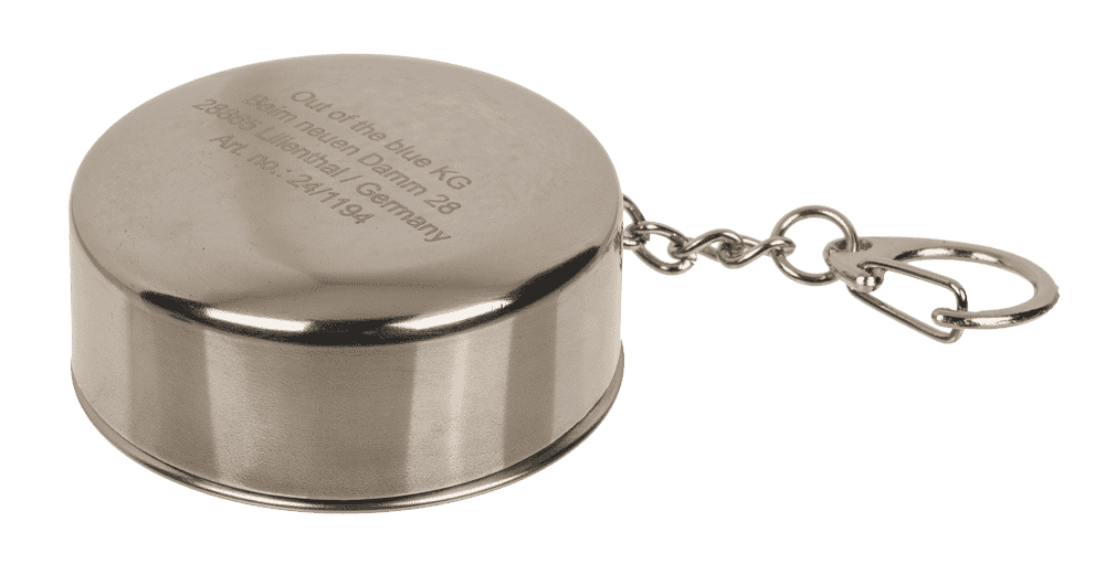Metal keychain, foldable shot glass,
