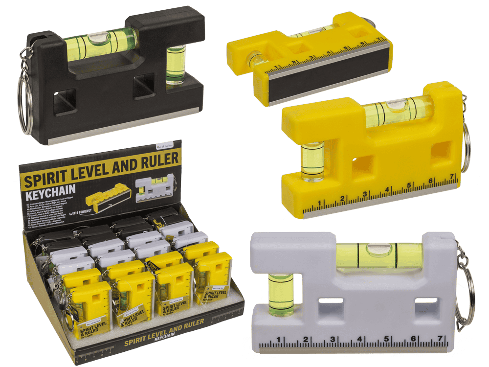 Metal keychain, Spirit Level and Ruler,