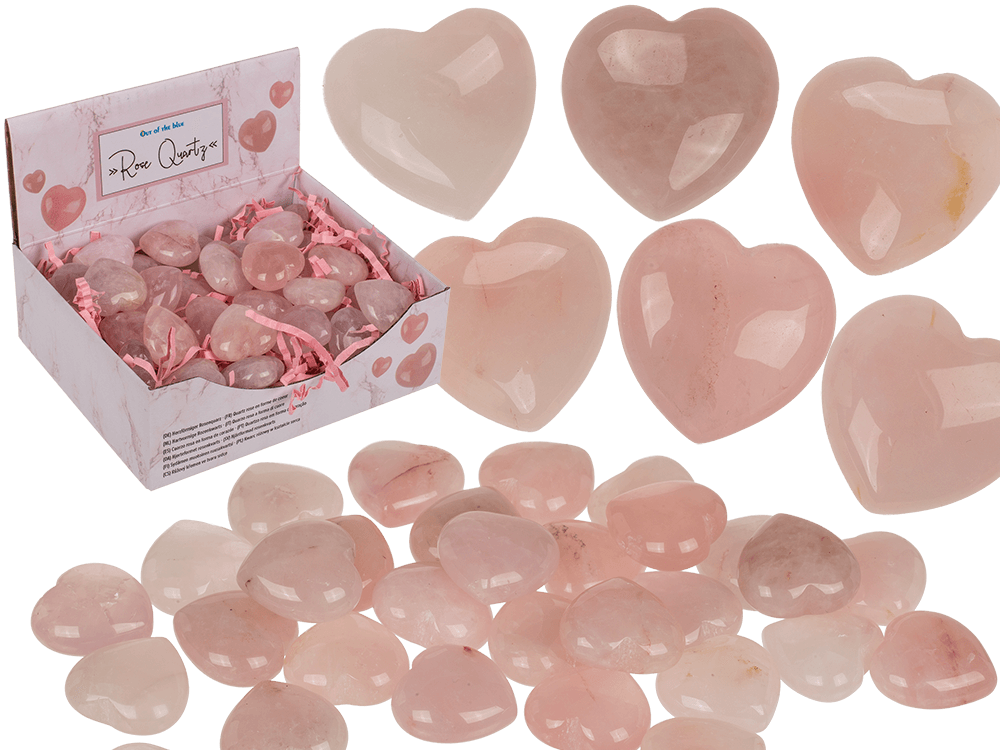 Heart shaped rose quartz,