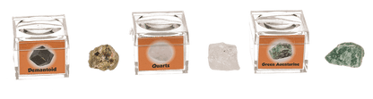 Mineral stones, in magnifying box with booklet,
