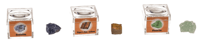 Mineral stones, in magnifying box with booklet,