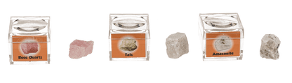 Mineral stones, in magnifying box with booklet,