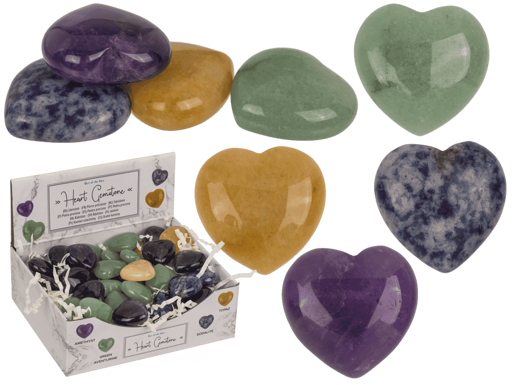 Gem stone, heart, 2,5 cm,