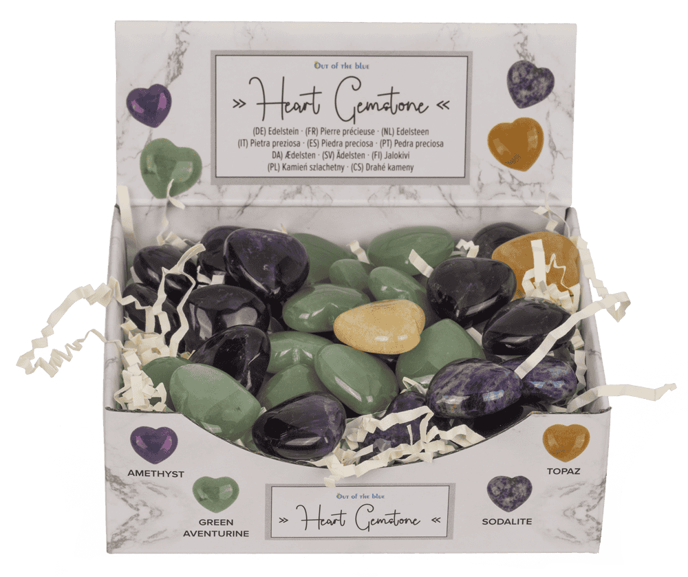 Gem stone, heart, 2,5 cm,