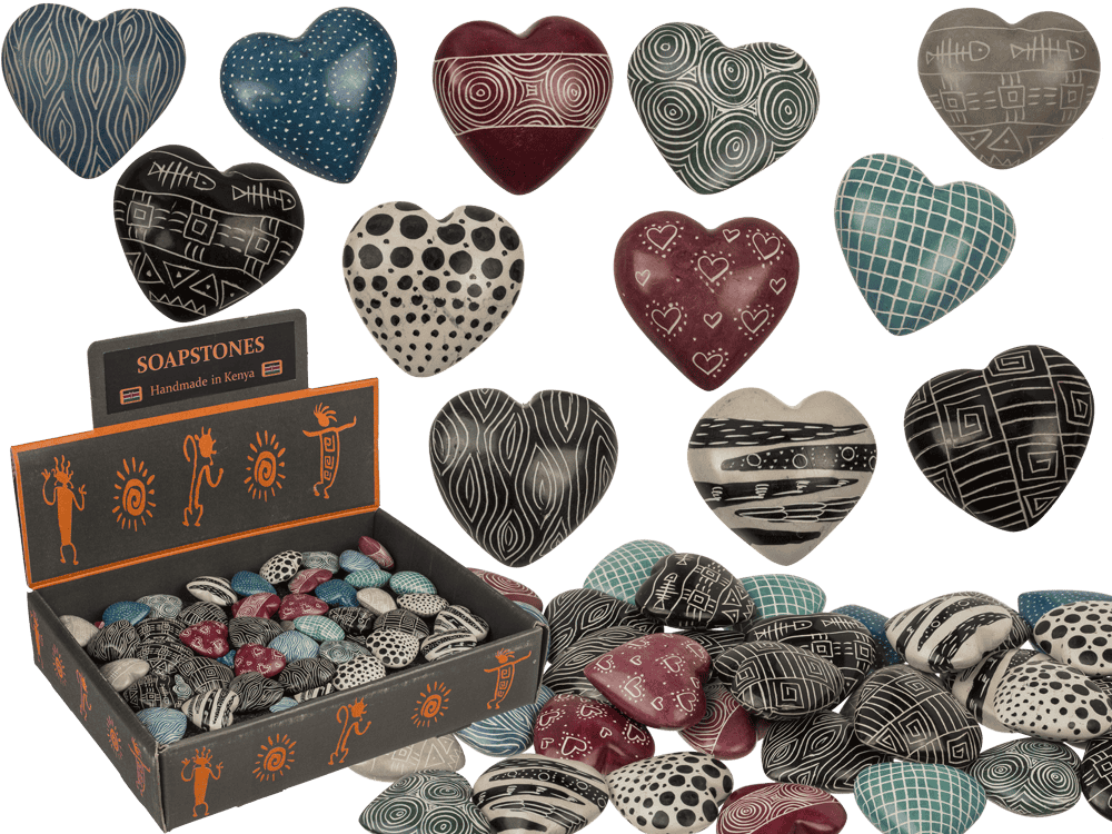 Soap Stones, Hearts, with engraving,
