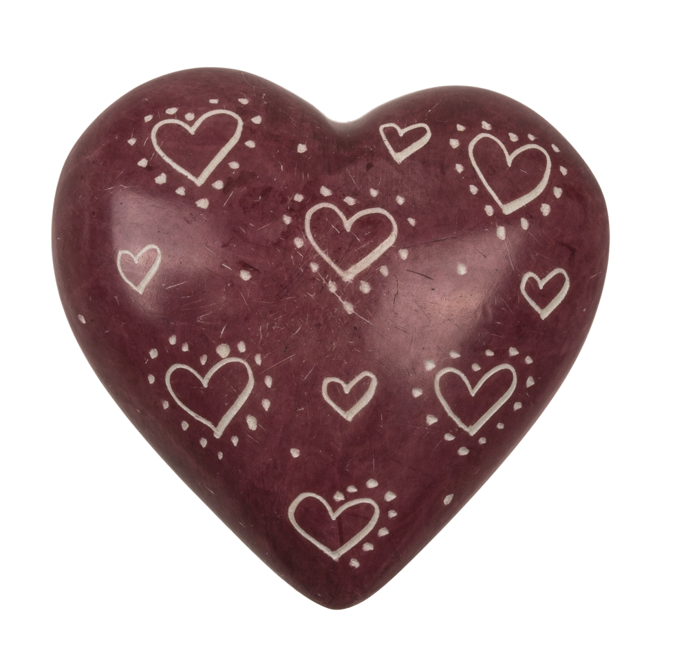Soap Stones, Hearts, with engraving,