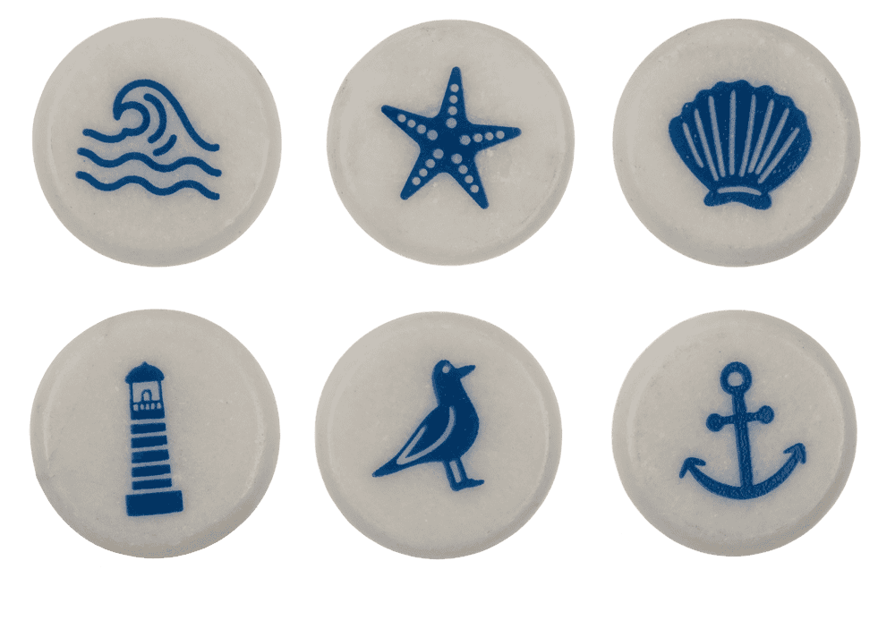 Printed marble stones, Maritime. 3,5 cm,