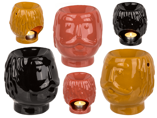 Oil burner, faces, ca. 11,5 x 11 x 12,8 cm