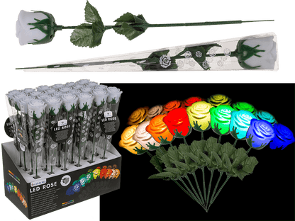 White plastic rose with colour changing LED