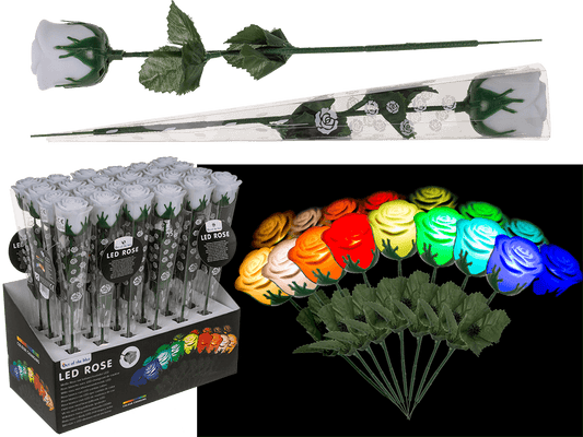 White plastic rose with colour changing LED