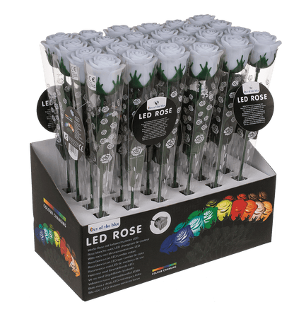 White plastic rose with colour changing LED