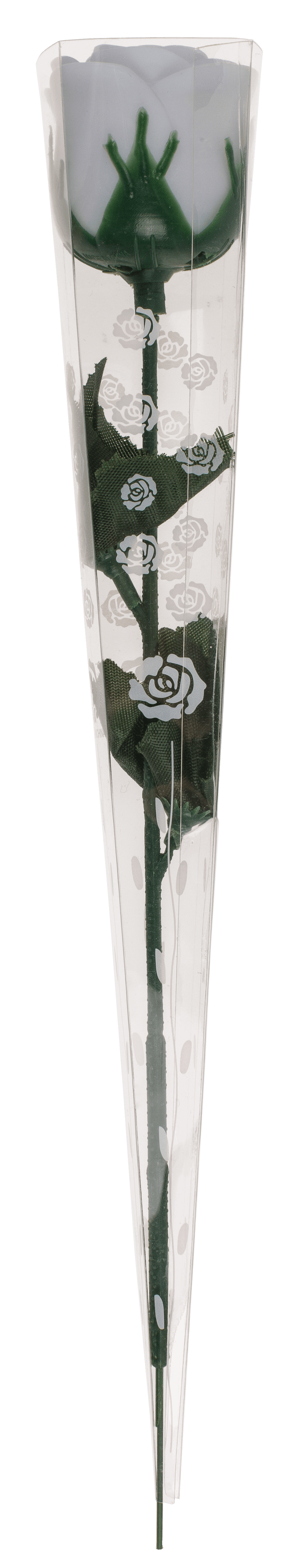 White plastic rose with colour changing LED