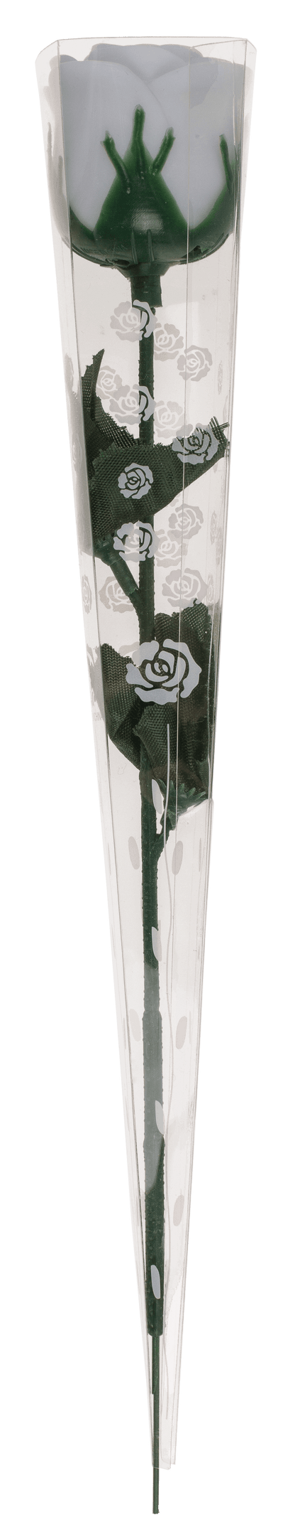 White plastic rose with colour changing LED