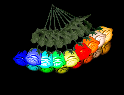 White plastic rose with colour changing LED