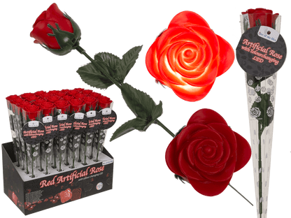 Red plastic rose with colour changing LED (incl.,