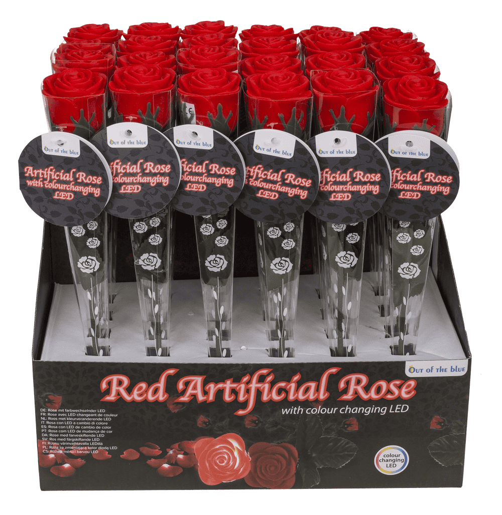 Red plastic rose with colour changing LED (incl.,