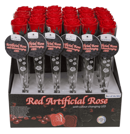 Red plastic rose with colour changing LED (incl.,