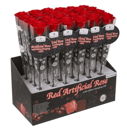 Red plastic rose with colour changing LED (incl.,