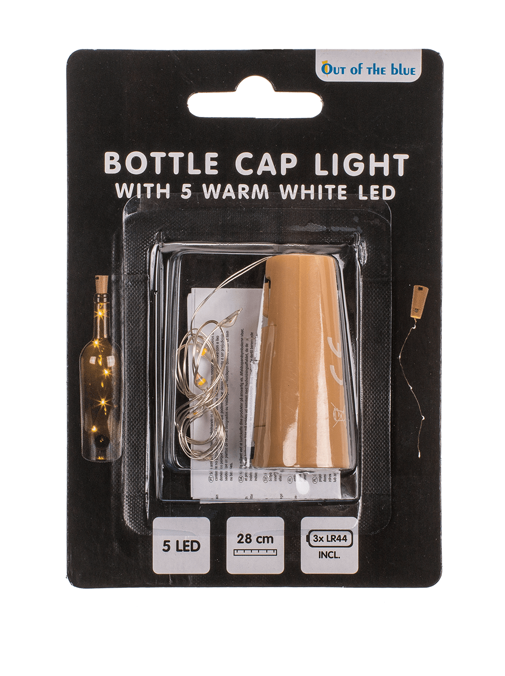 Bottle cap light with 5 warm white LED (including,