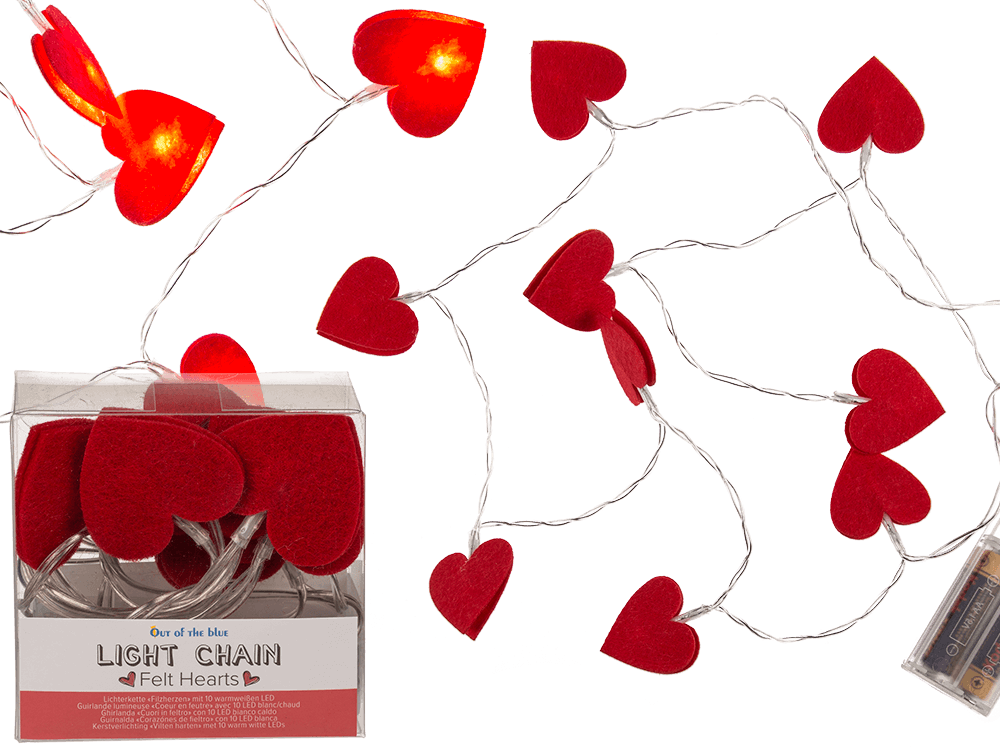 Light chain, felt hearts,