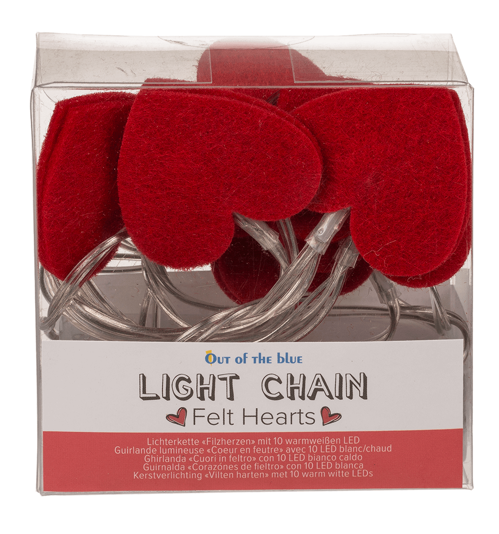 Light chain, felt hearts,