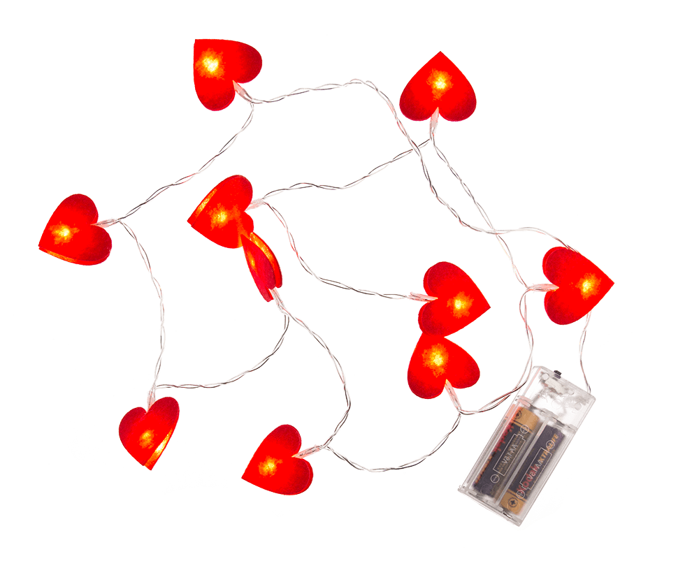 Light chain, felt hearts,