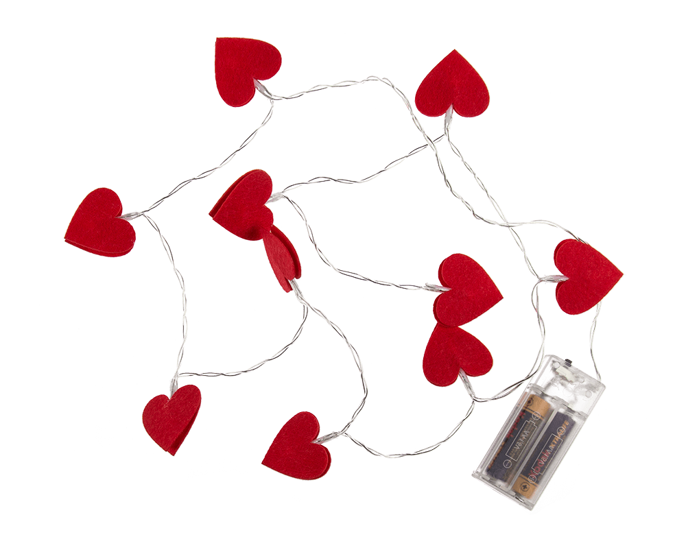 Light chain, felt hearts,