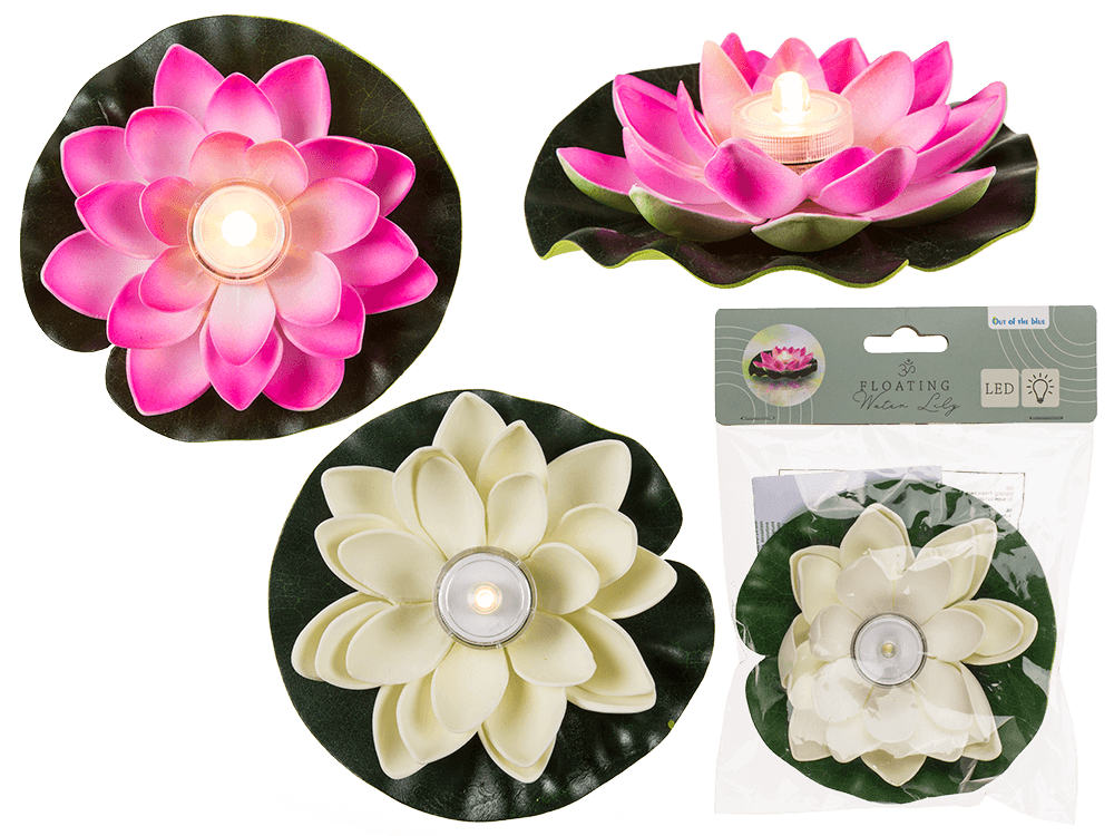 Floating water lily with warm white LED,