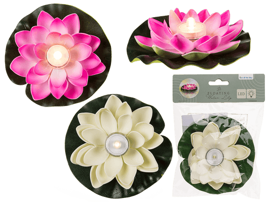 Floating water lily with warm white LED,