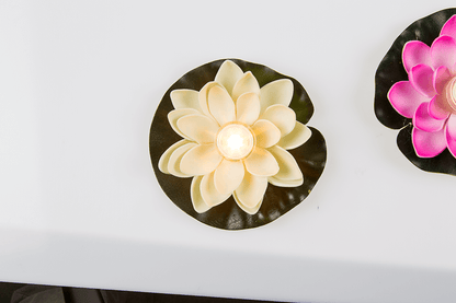 Floating water lily with warm white LED,