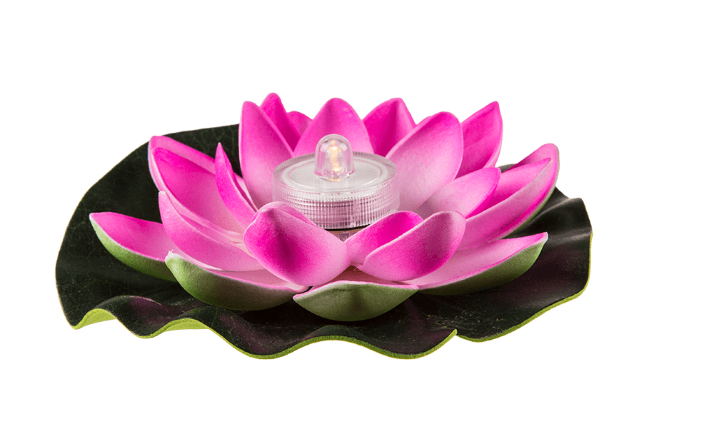 Floating water lily with warm white LED,