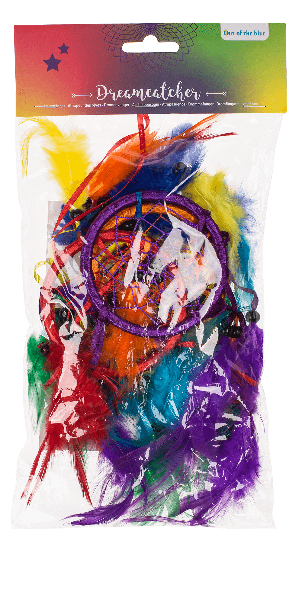 Colorful dream catcher with feathers, Rainbow,