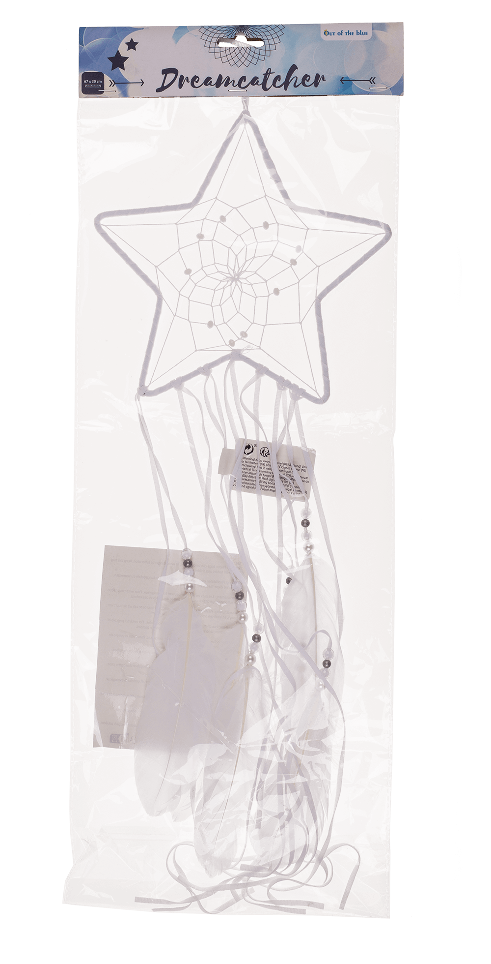 White coloured fabric Dreamcatcher, Moon and Star,