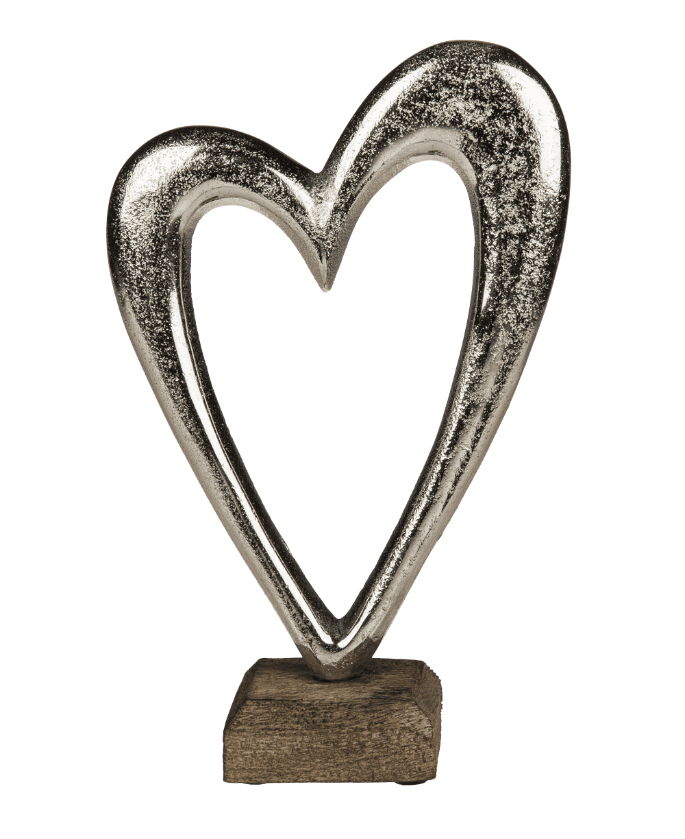 Metal heart on sleeperwood base,