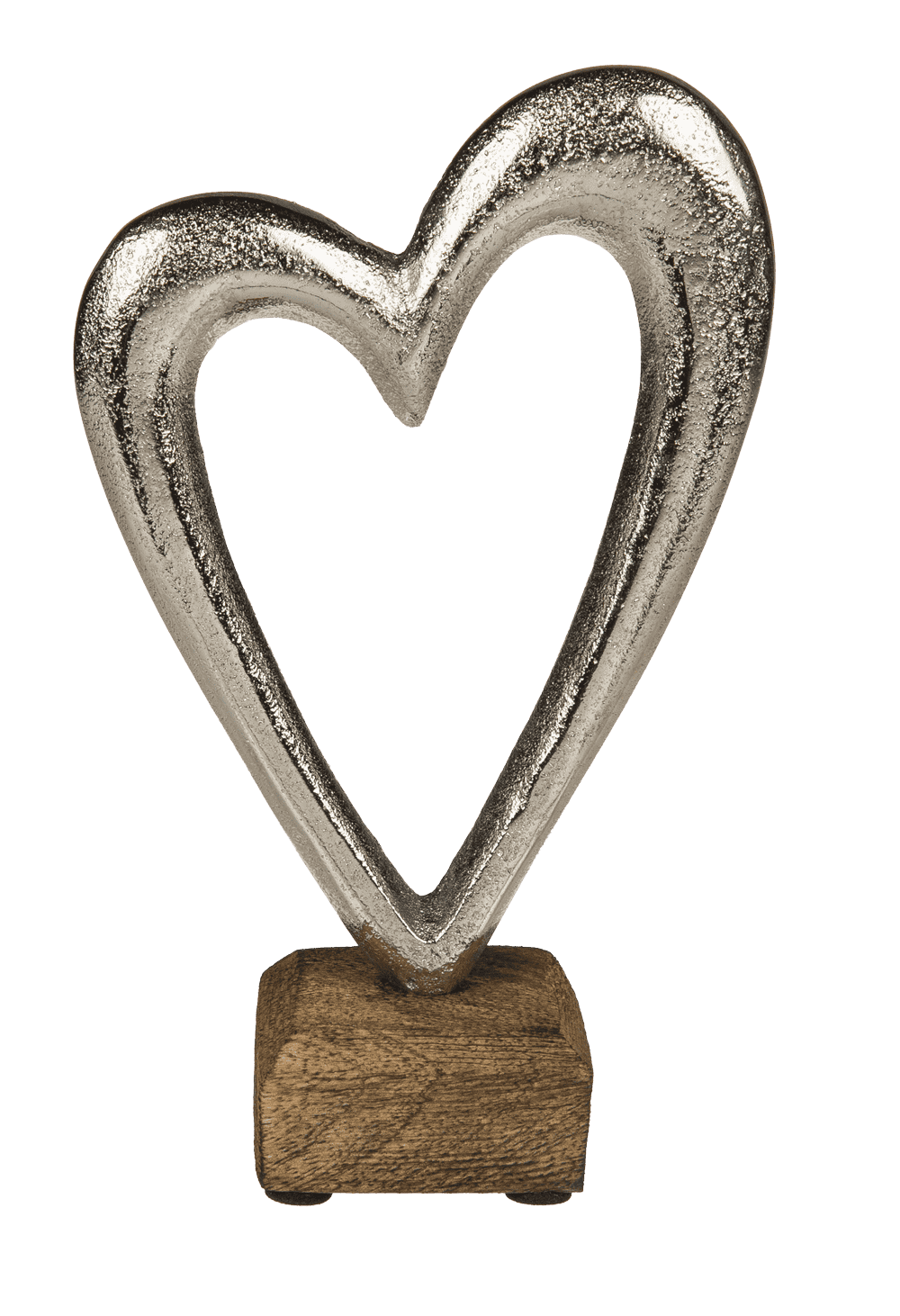 Metal heart on wooden base,