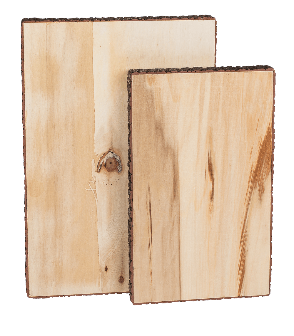 Wooden tablet, with bark,