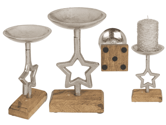 Silver coloured candleholder, Star