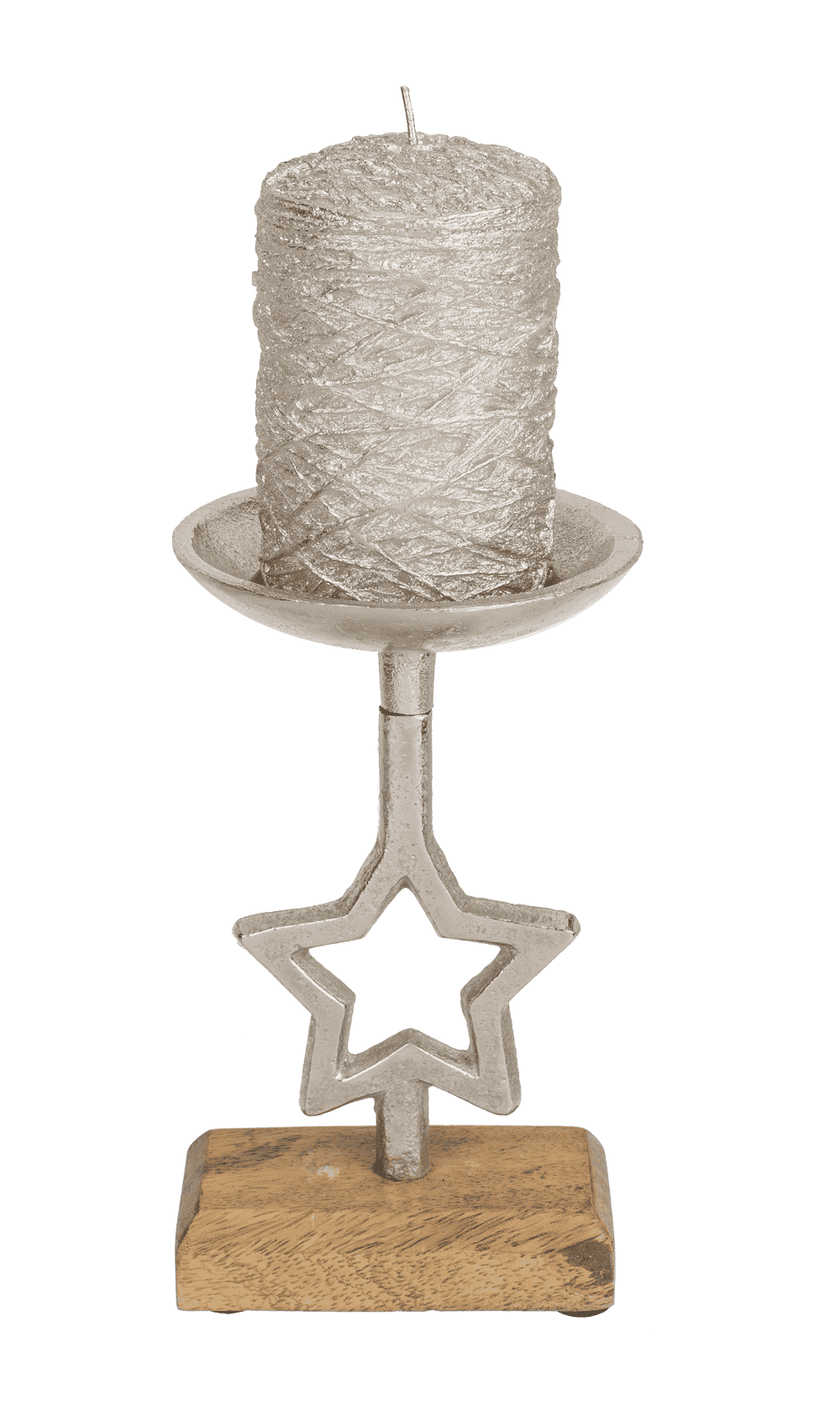 Silver coloured candleholder, Star