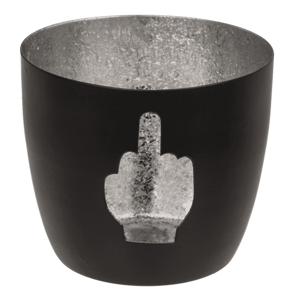 Metal tealight holder, Middle finger/Rock/
