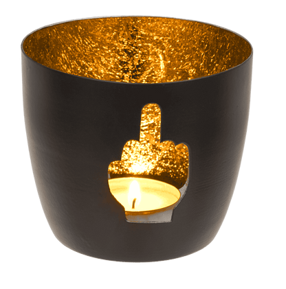 Metal tealight holder, Middle finger/Rock/