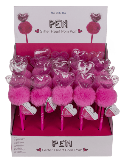 Pen, Glitter Heart Pom Pom,
