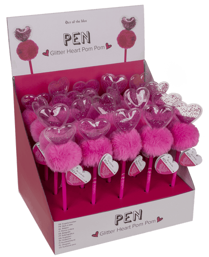 Pen, Glitter Heart Pom Pom,
