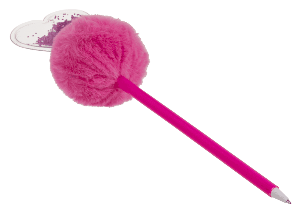 Pen, Glitter Heart Pom Pom,