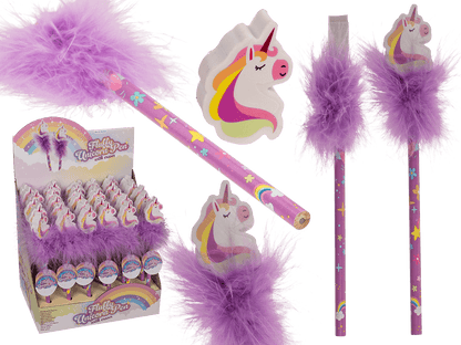 Pencil with eraser, Fluffy Unicorn,