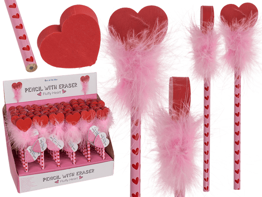 Pencil with eraser, Fluffy Heart,