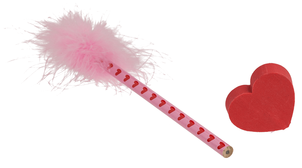 Pencil with eraser, Fluffy Heart,