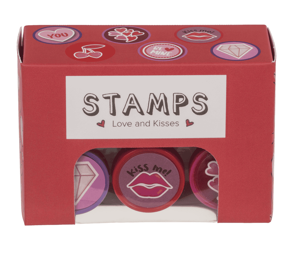 Stamps, Hearts and Kisses, 2,5 cm.