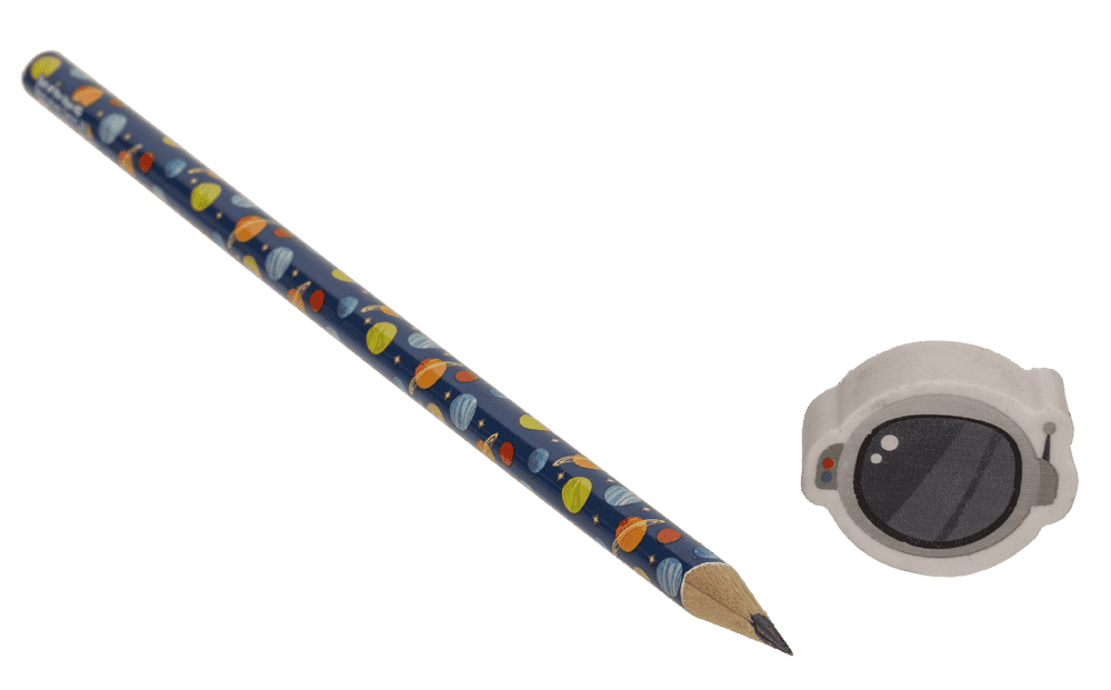 Pencil with eraser, Space,